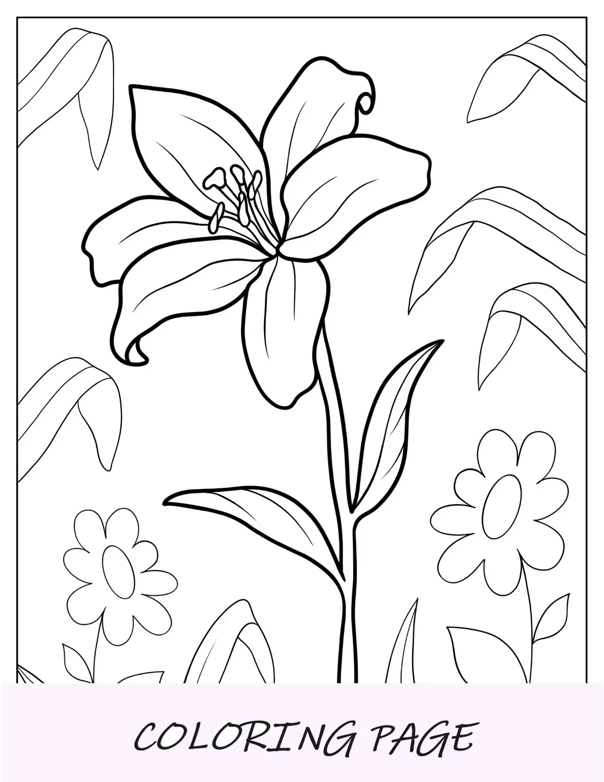 Páginas para colorir de flores de uma única flor de lírio de Páscoa