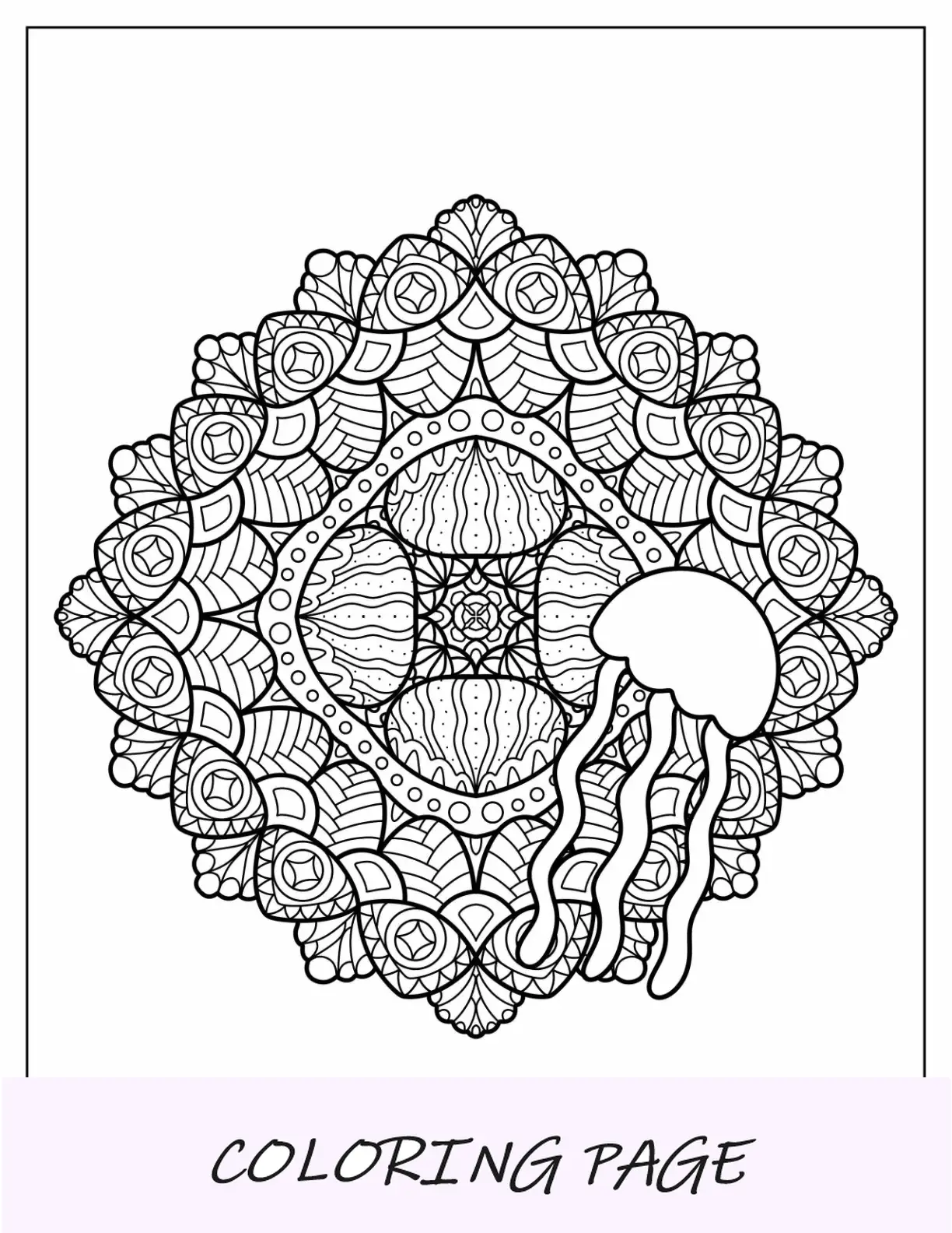 Detailliertes Quallen-Malvorlagen-Mandala