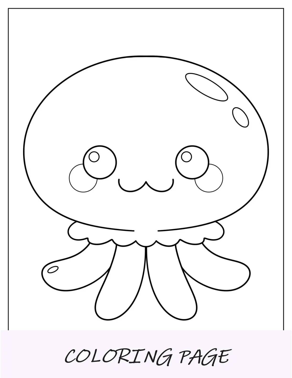 Kawaii-Mondquallen-Malseite für Kinder im Vorschulalter