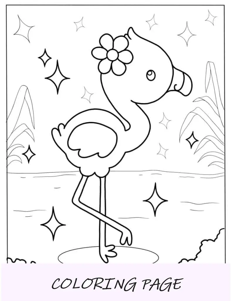 Adorável bebê flamingo para colorir