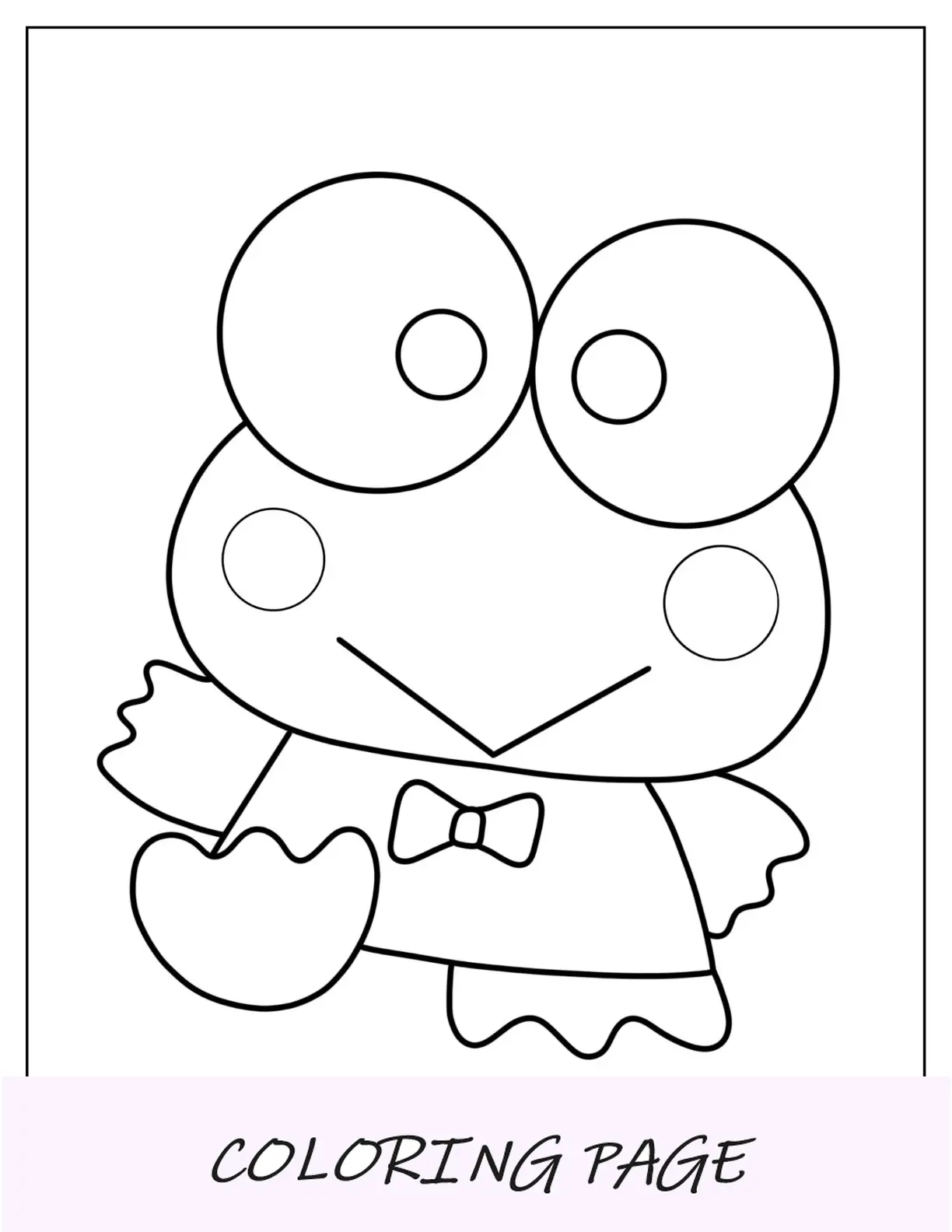 Página para colorir Keroppi fácil para crianças em idade pré-escolar