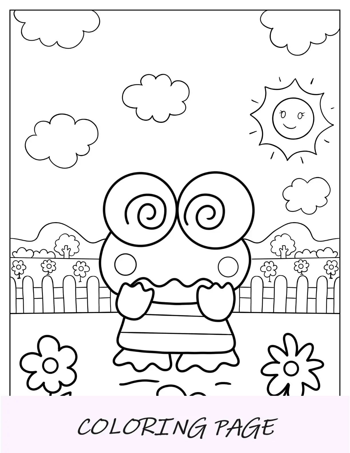 Desenho para colorir de Dizzy Keroppi sob o sol