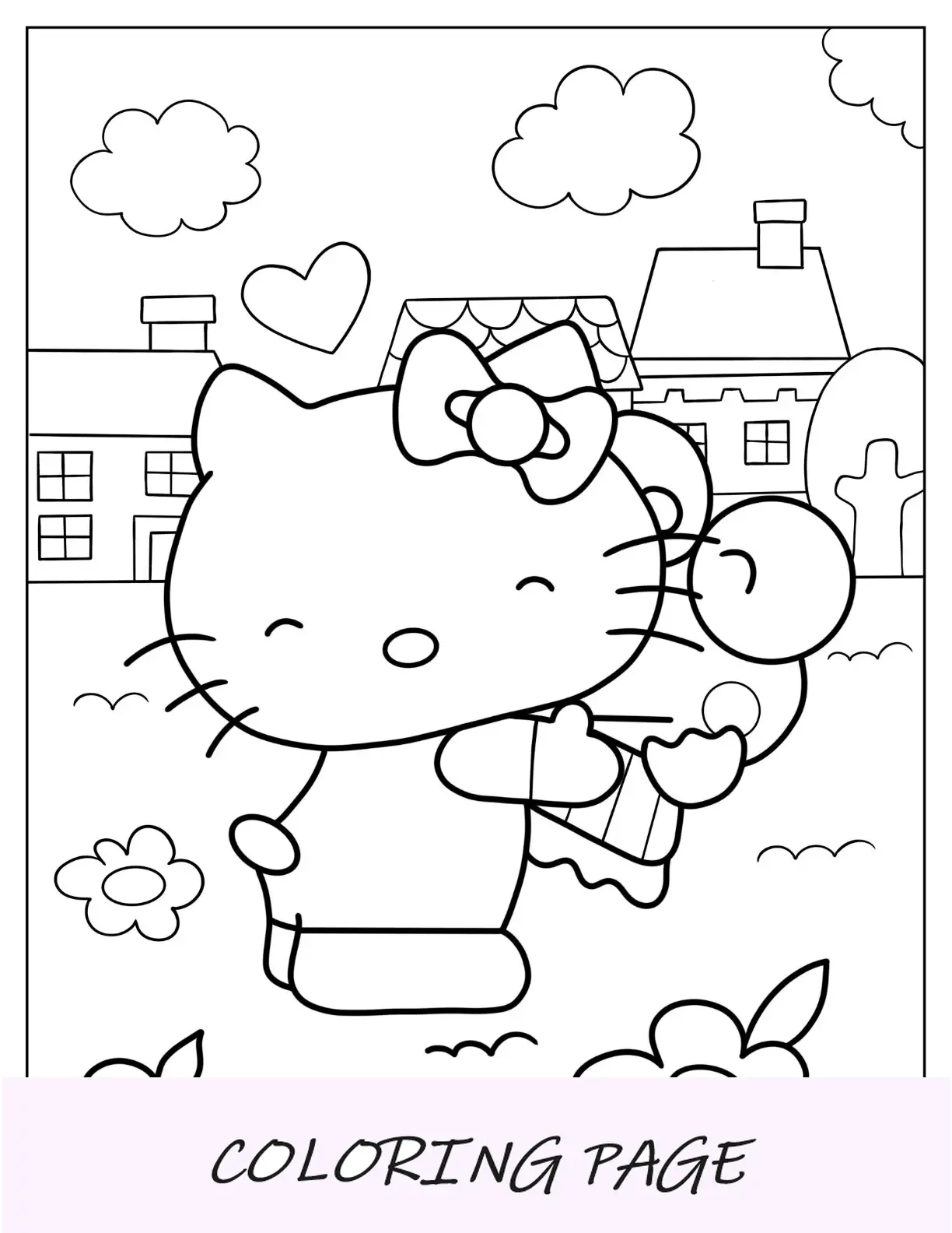 Desenho para colorir de Hello Kitty abraçando Keroppi