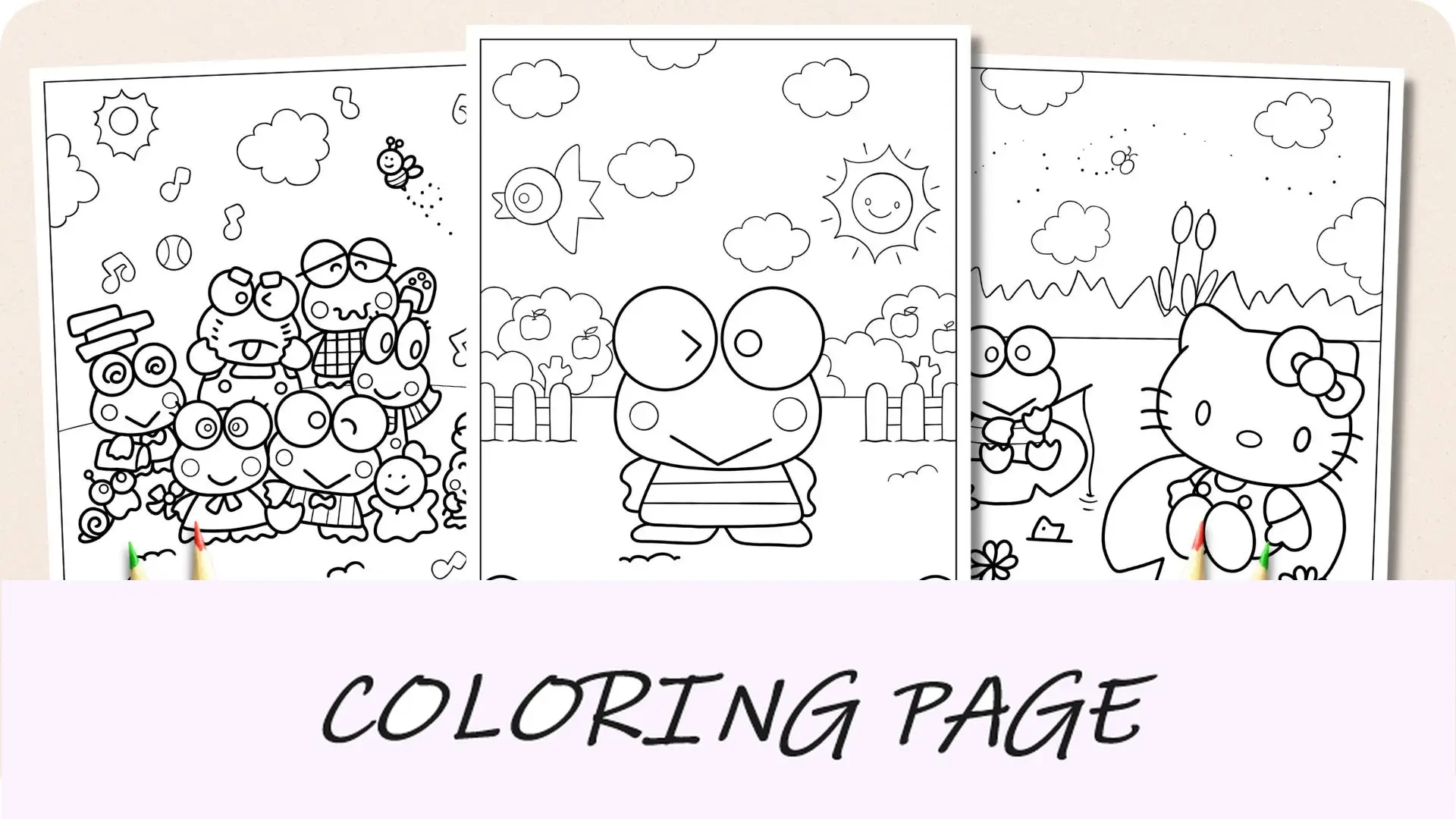 Imagem em destaque das páginas para colorir Keroppi