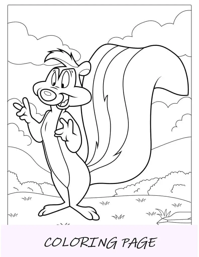 Pepé Le Pew Skunk Foglio da colorare