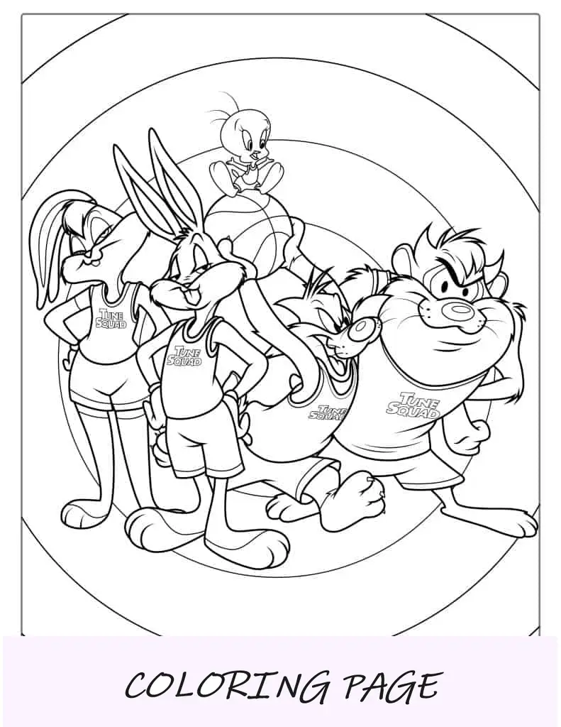 Foglio da colorare Space Jam Tune Squad