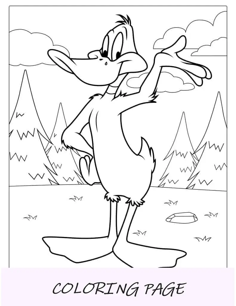 Pagina da colorare di Daffy Duck per bambini