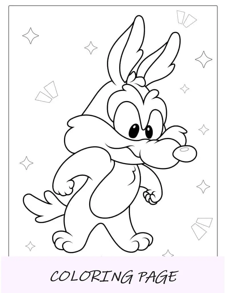 Pagina da colorare di un simpatico coyote dei Looney Tunes