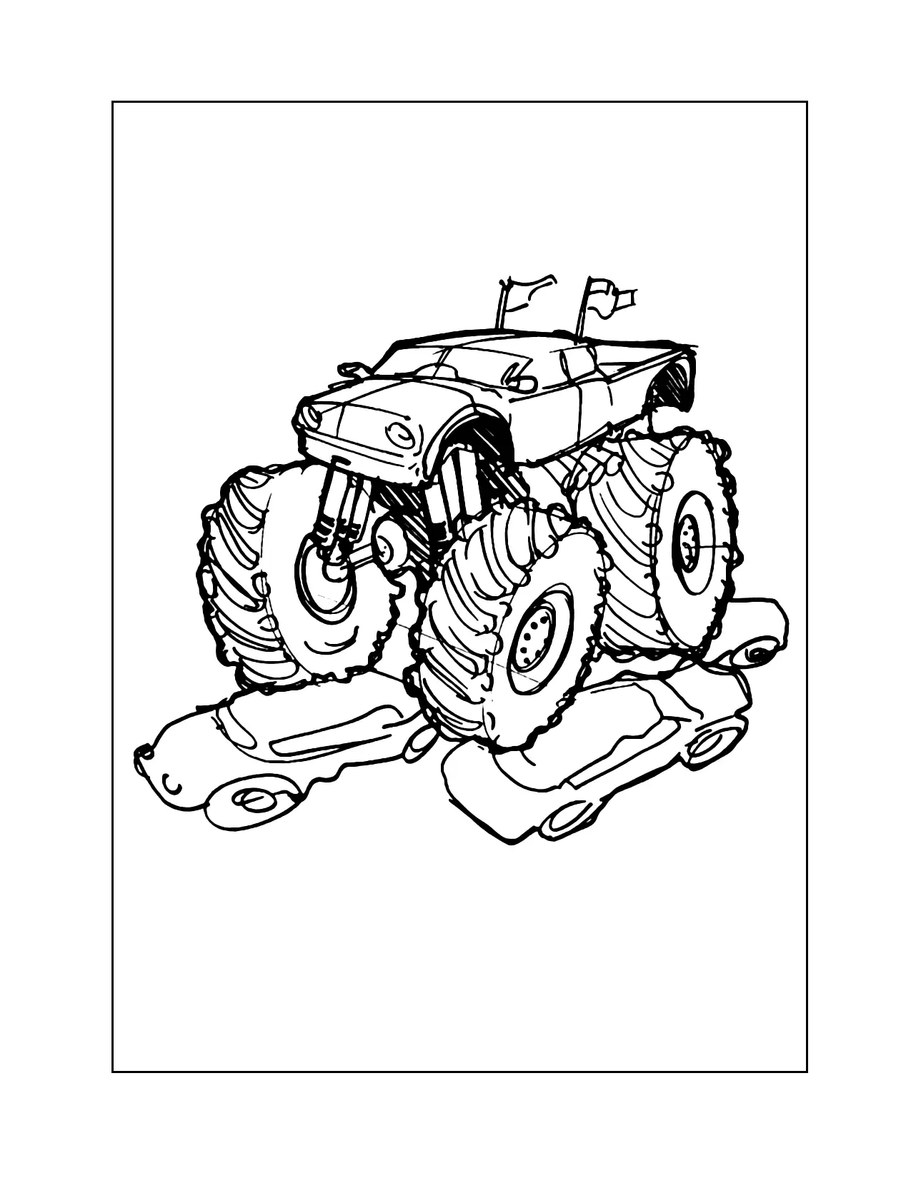 Monster Truck Crushing Cars Coloring Page