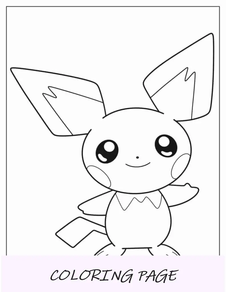 Esboço simples de Pichu para colorir para crianças em idade pré-escolar