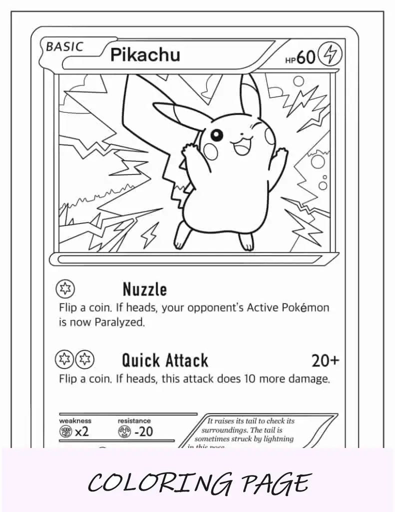 Carta Pokémon detalhada de Pikachu