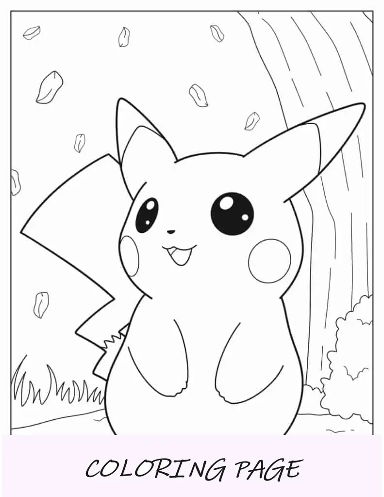 Folha para colorir do Pikachu de olhos grandes