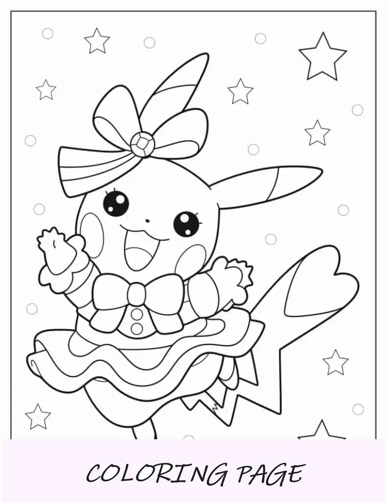 Pikachu usando vestido colorido