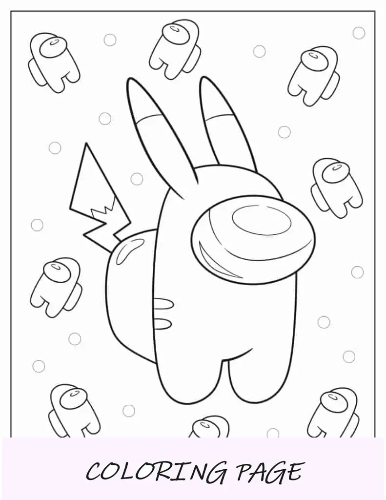 Folha para colorir do Pikachu entre nós