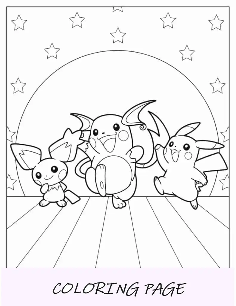 Pichu, Raichu e Pikachu dançando
