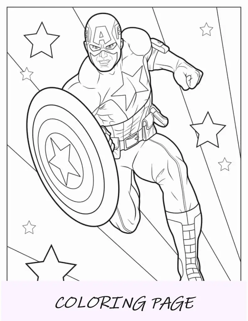 Foglio da colorare realistico di Capitan America