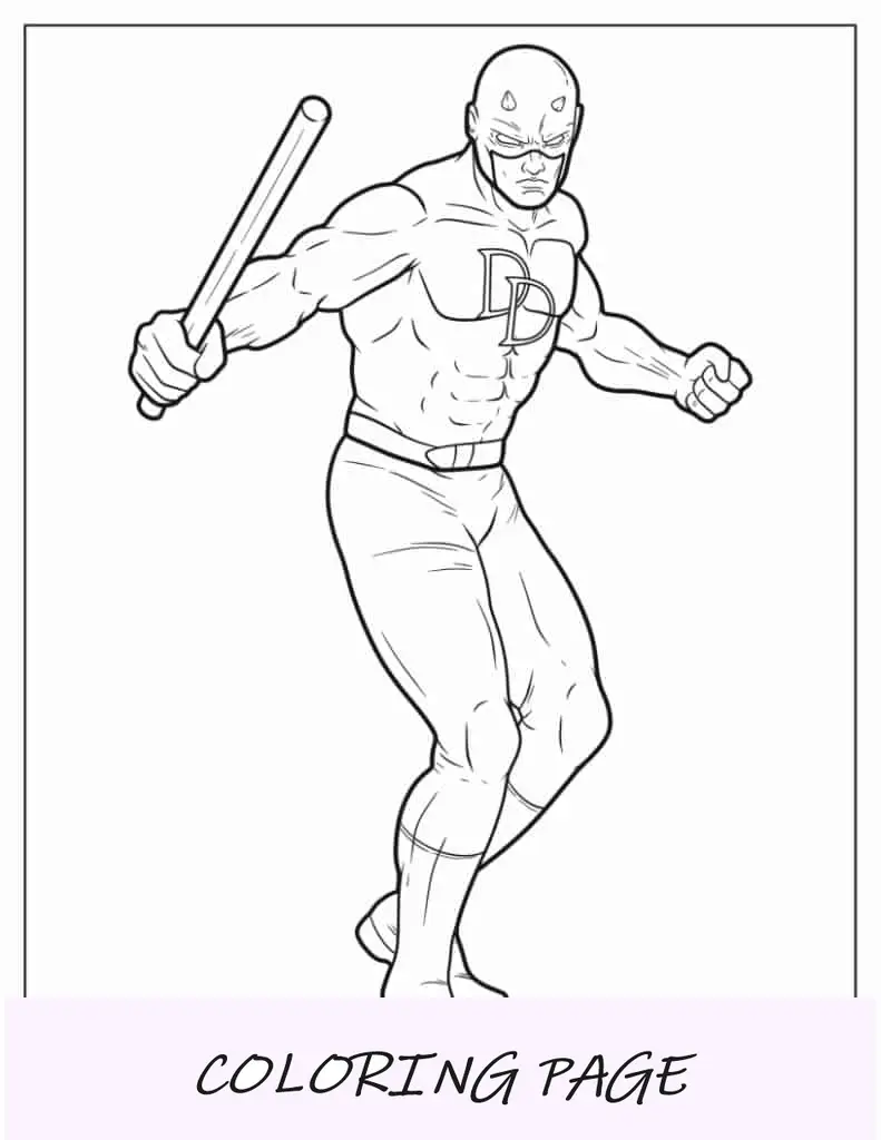 Contorno di Daredevil Pagina da colorare per bambini