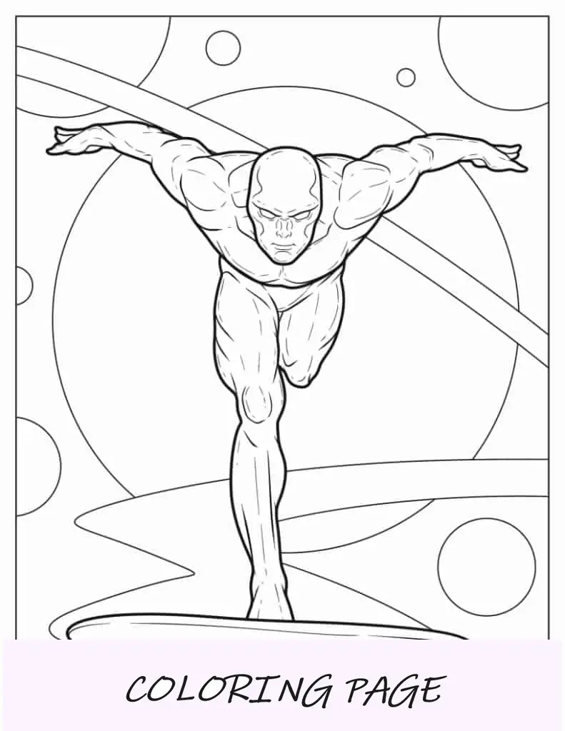 Pagina da colorare di Silver Surfer