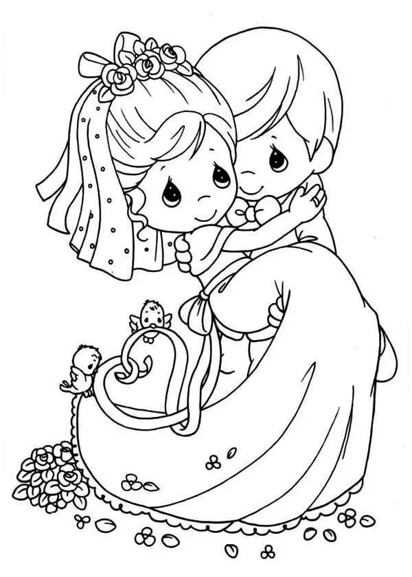 Precious Wedding Couple Coloring Page