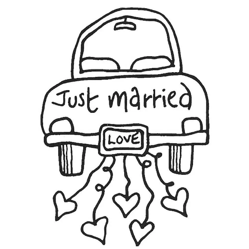 Just Married Drawing To Color