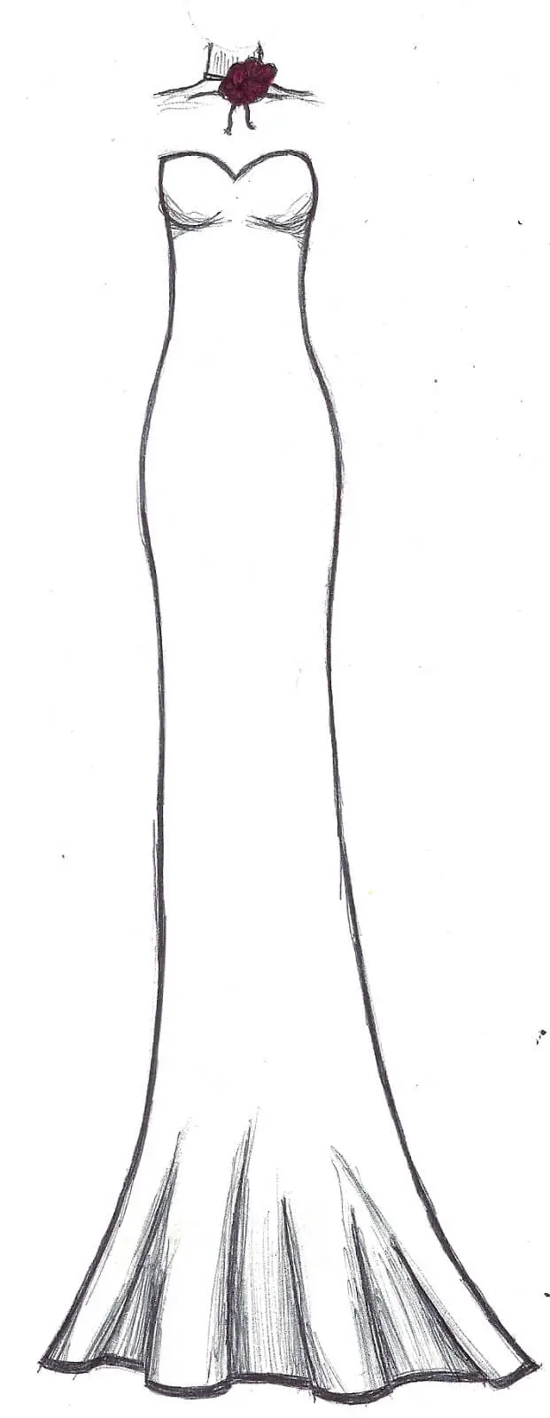 Elegant Wedding Dress Sketch To Color