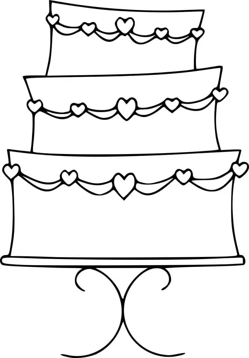 Easy Wedding Cake Clipart For Coloring