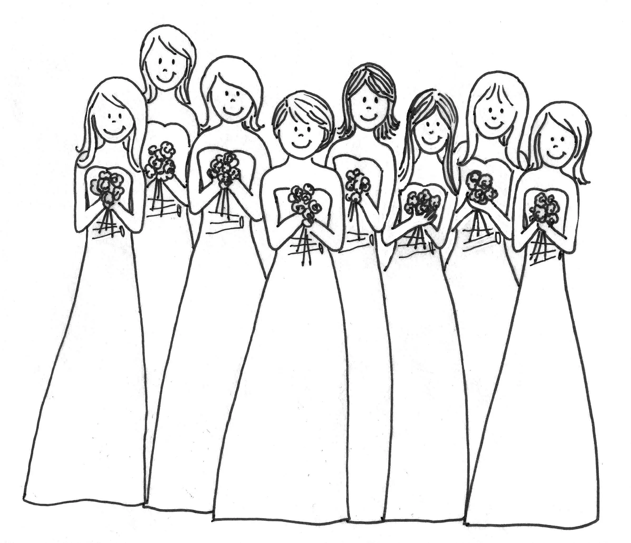 Cute Bridesmaids Coloring Page