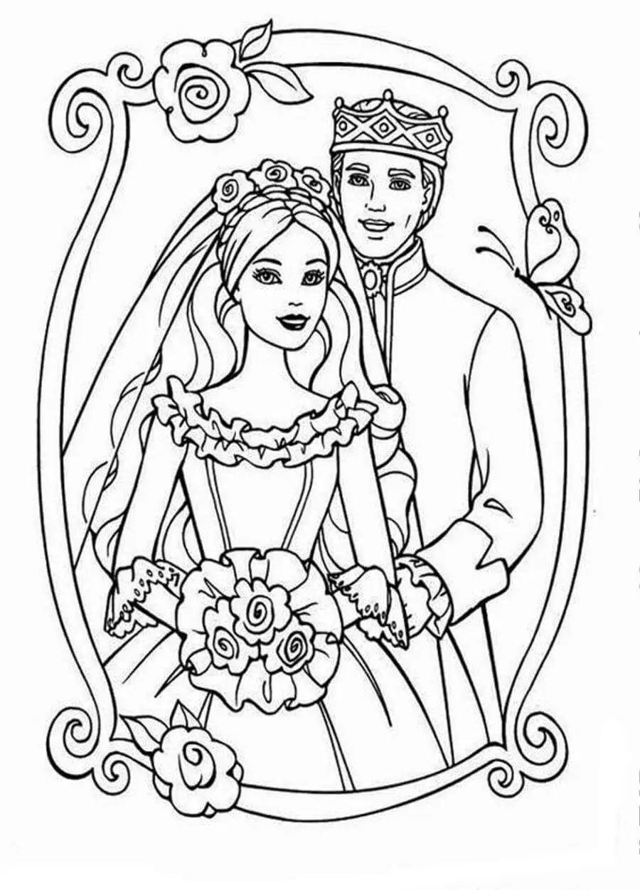 Barbie Wedding Coloring Page