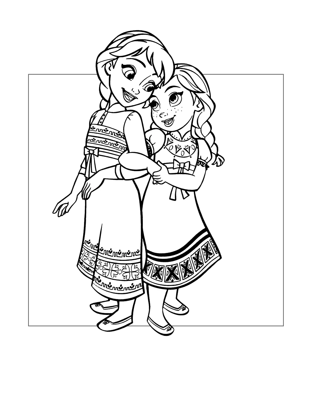 Elsa And Anna Always Sisters Coloring Page