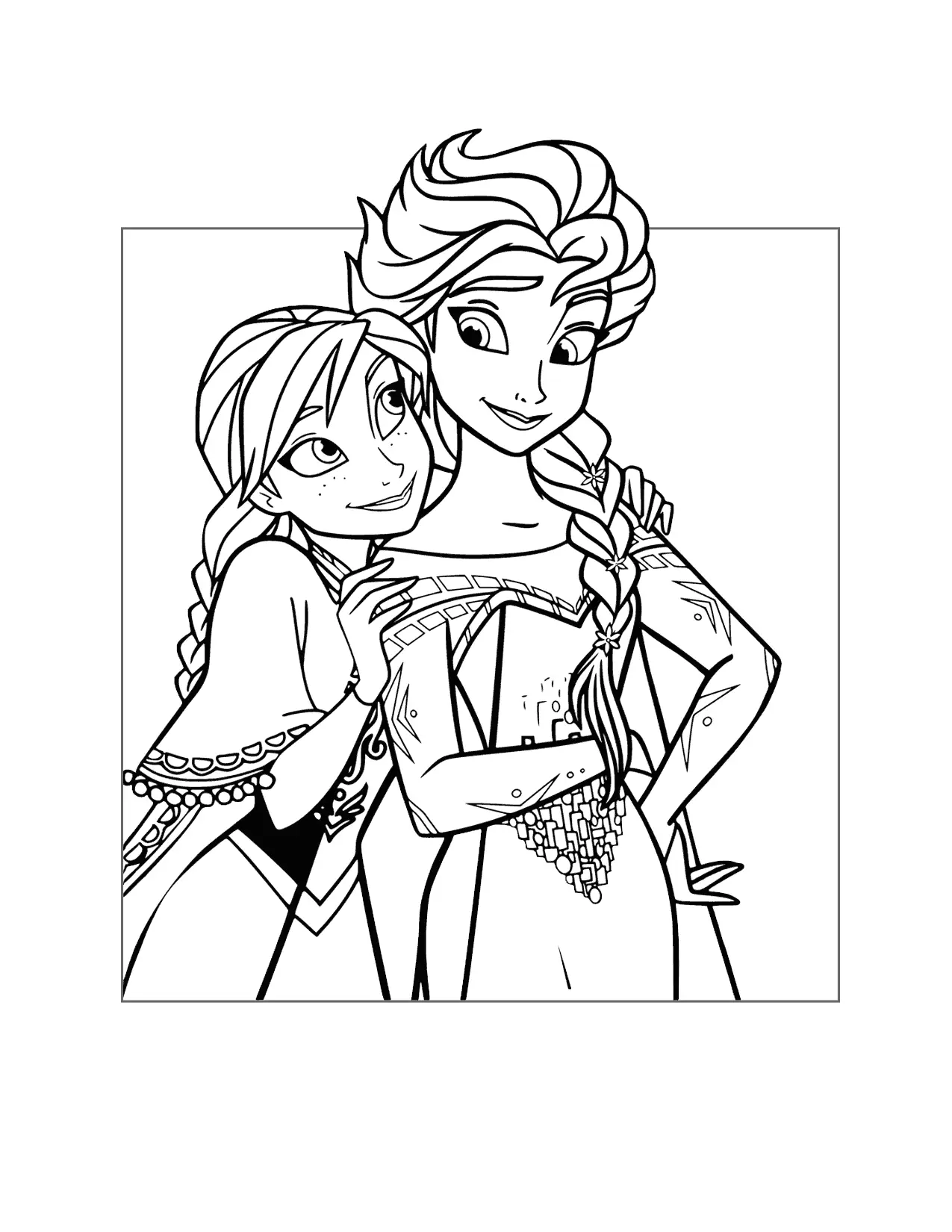 Anna And Elsa Coloring Page