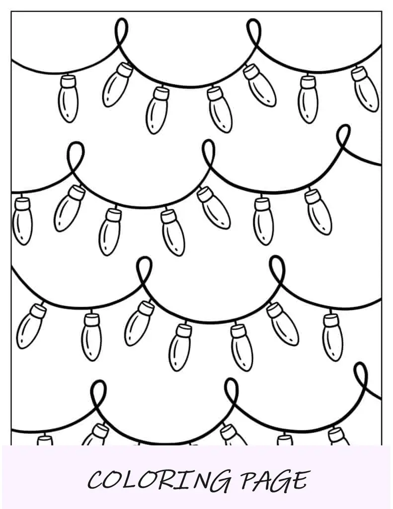 Luzes estéticas de Natal para colorir
