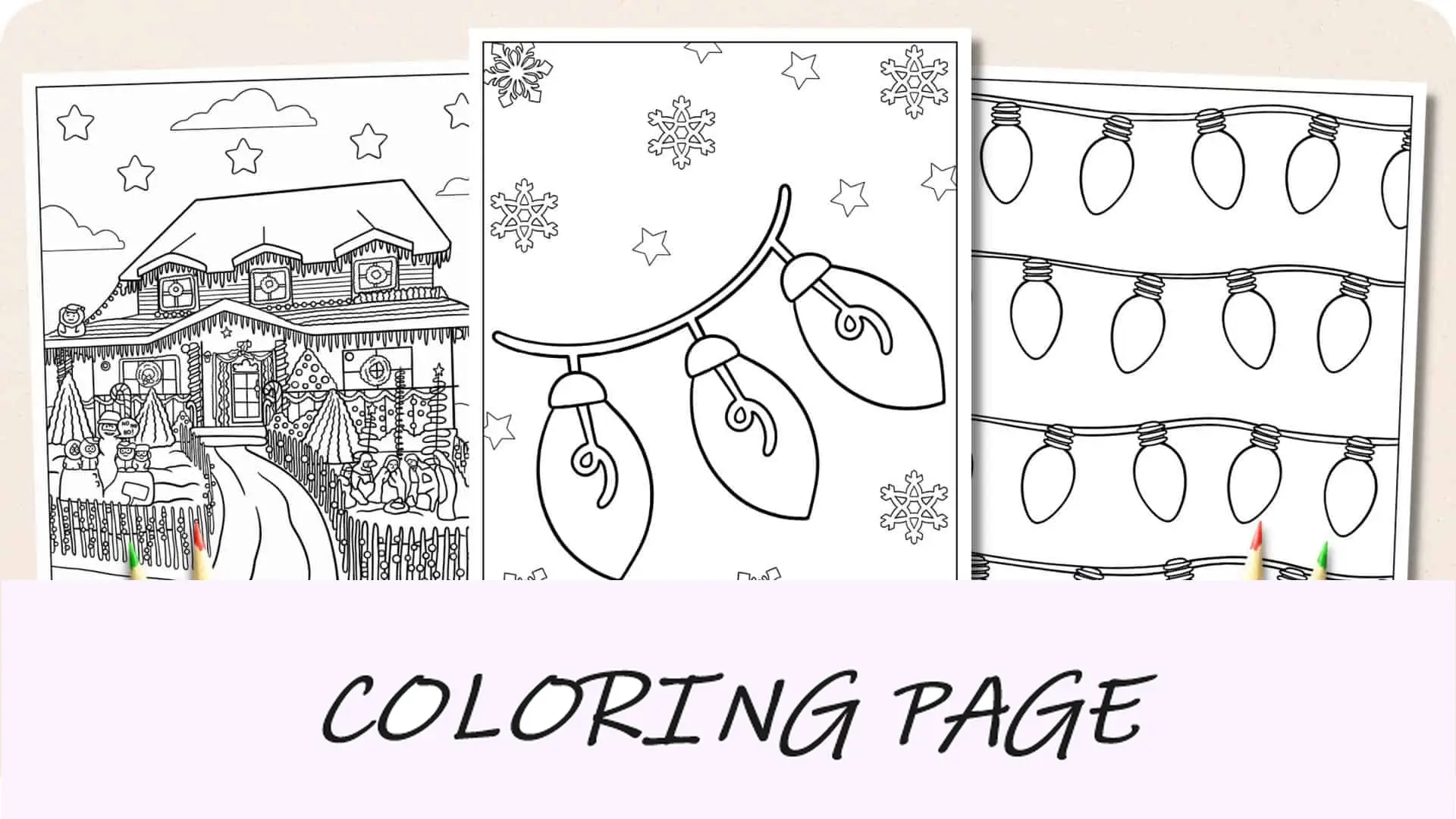 Desenhos para colorir de luzes de Natal Imagem em destaque