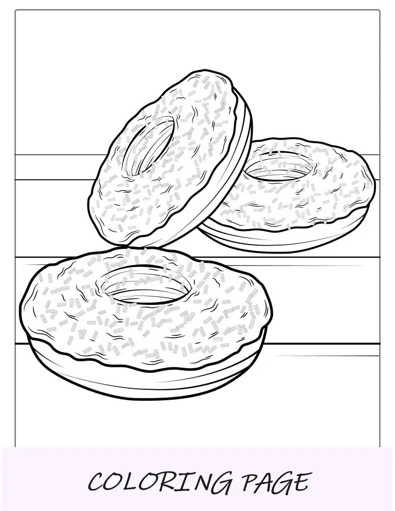 Página para colorir de donuts