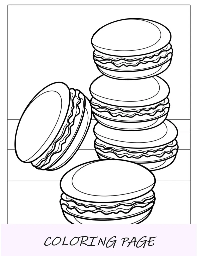 Página para colorir de macaroons
