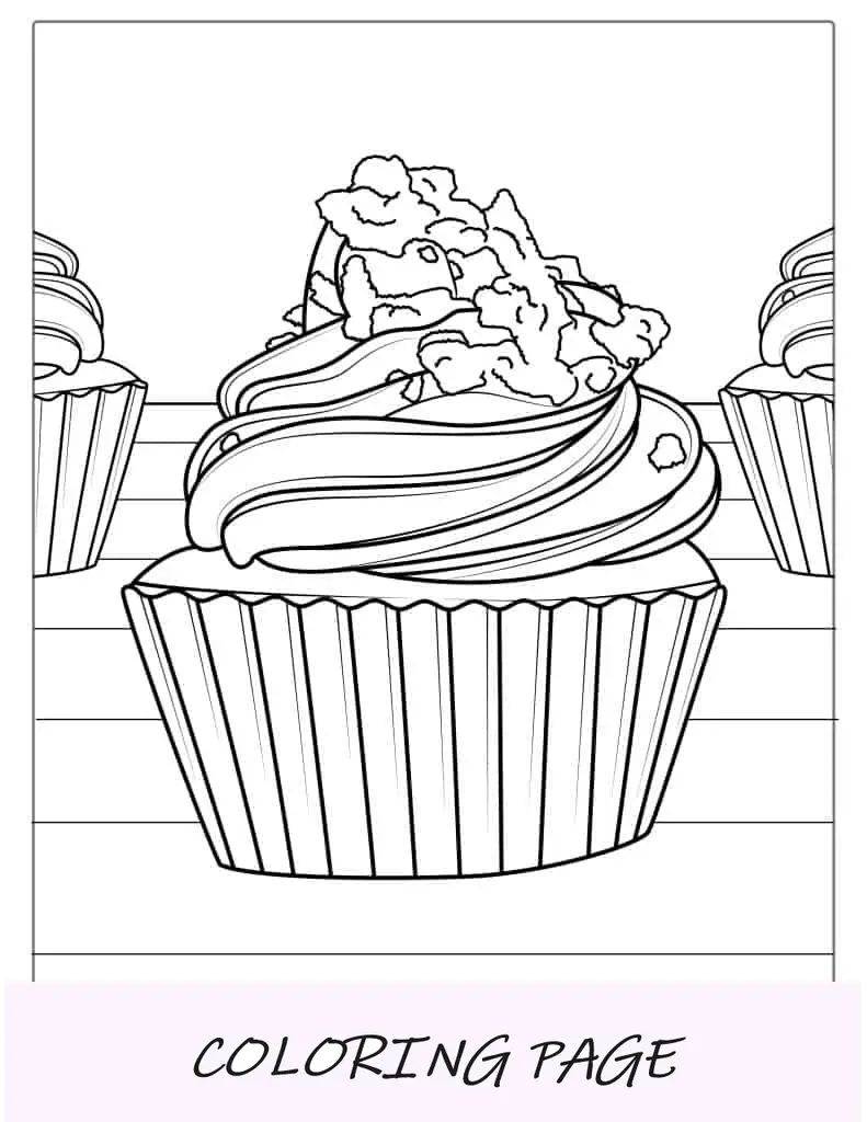 Folha para colorir de cupcake