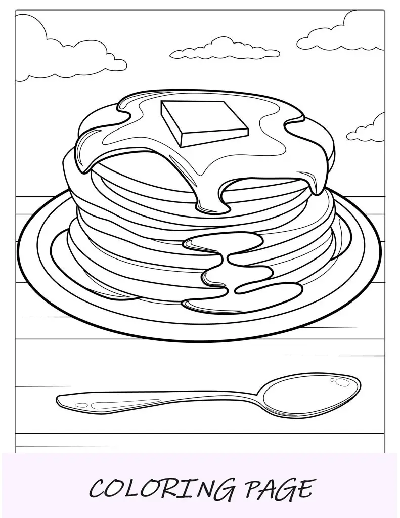 Página para colorir de panquecas