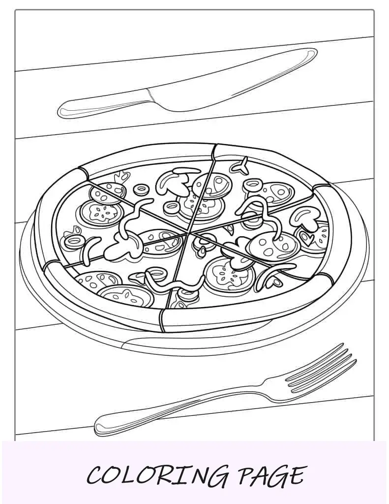 Imagem fácil para colorir pizza