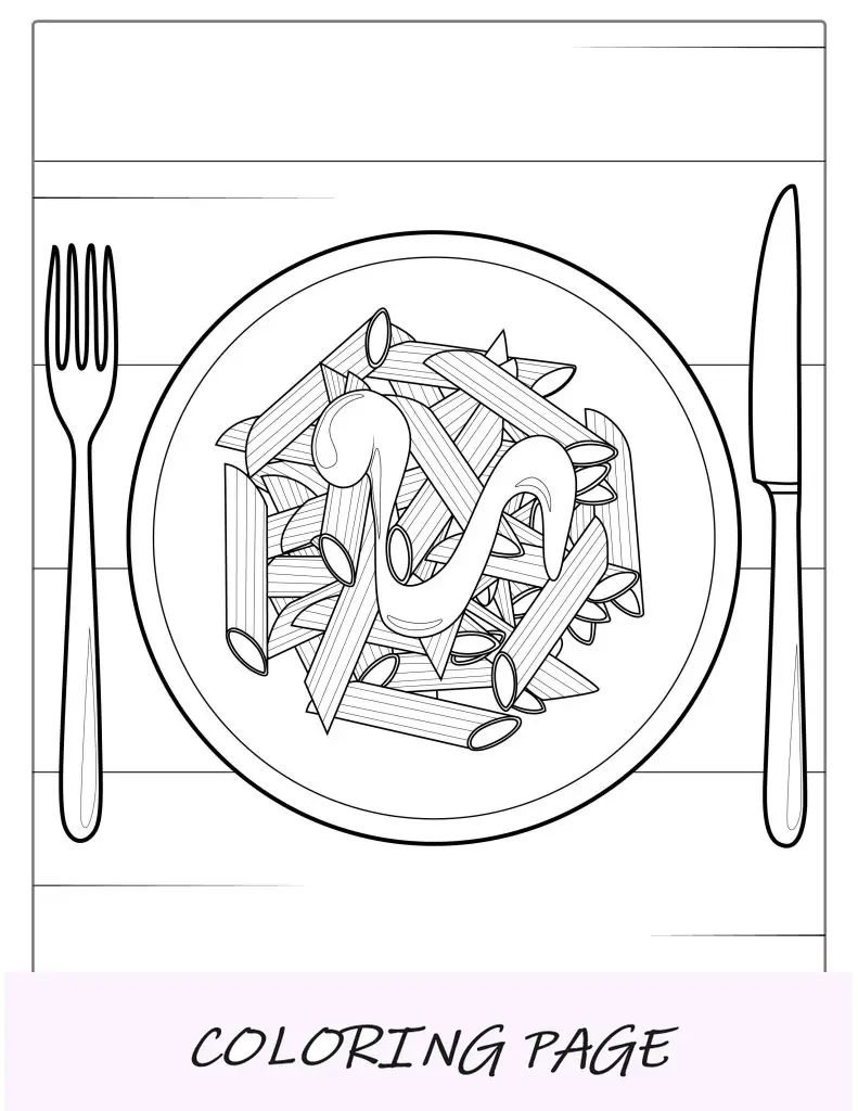 Imagem para colorir de macarrão Carbonara para crianças