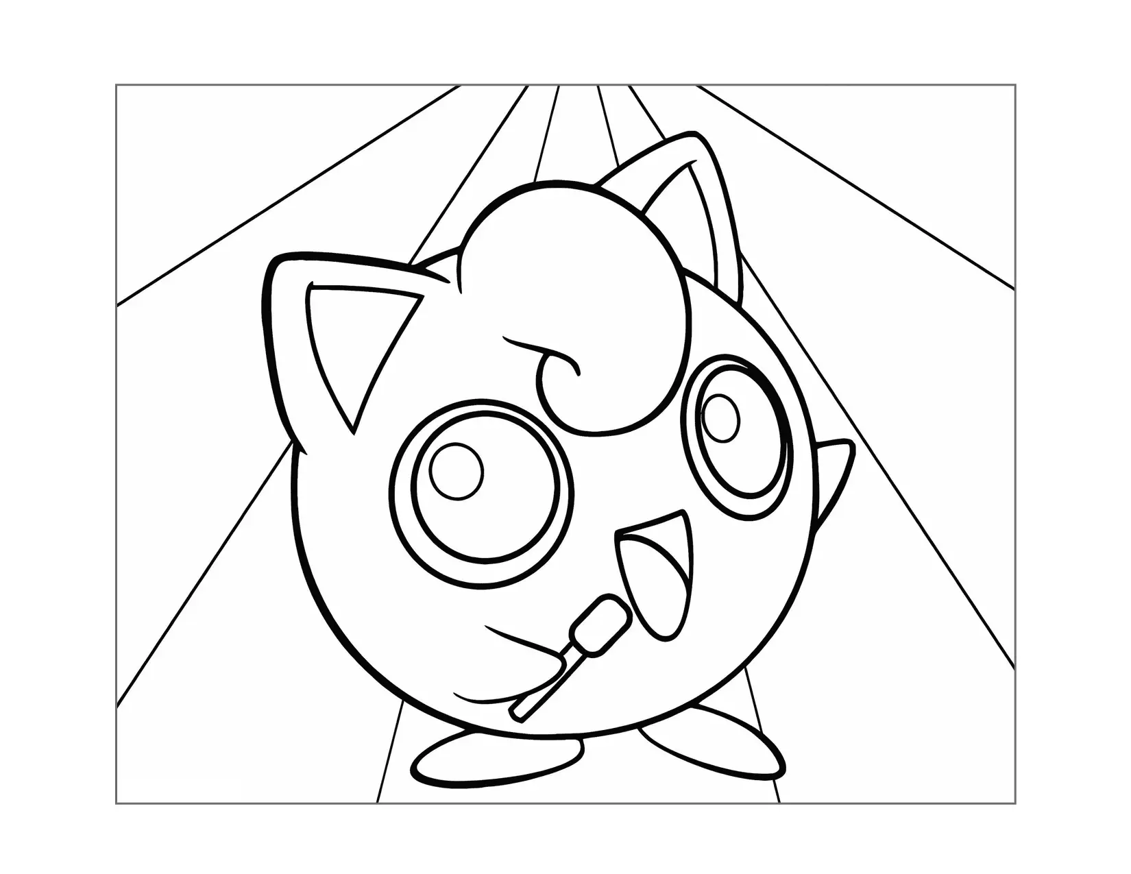 Jigglypuff Sings With Microphone Coloring Page