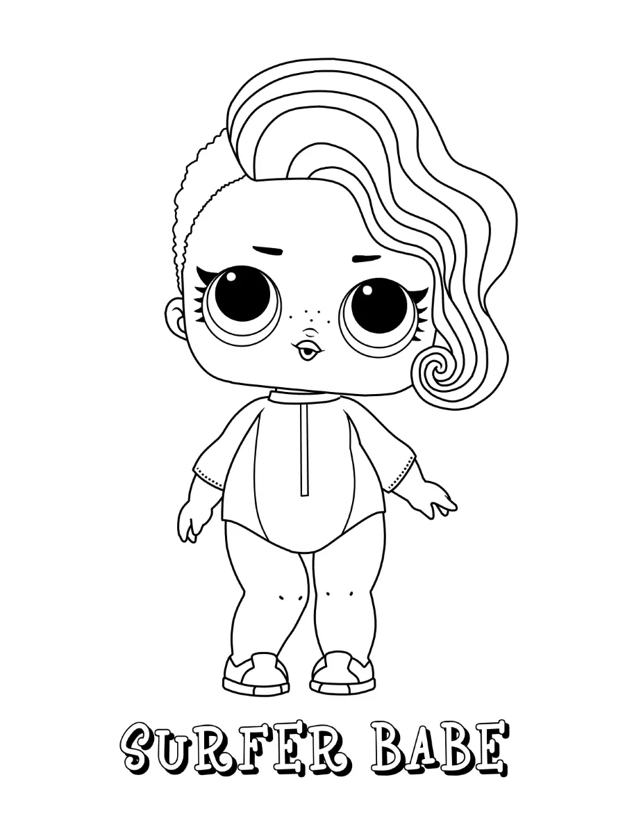 Surfer Babe Lol Dolls Coloring Pages