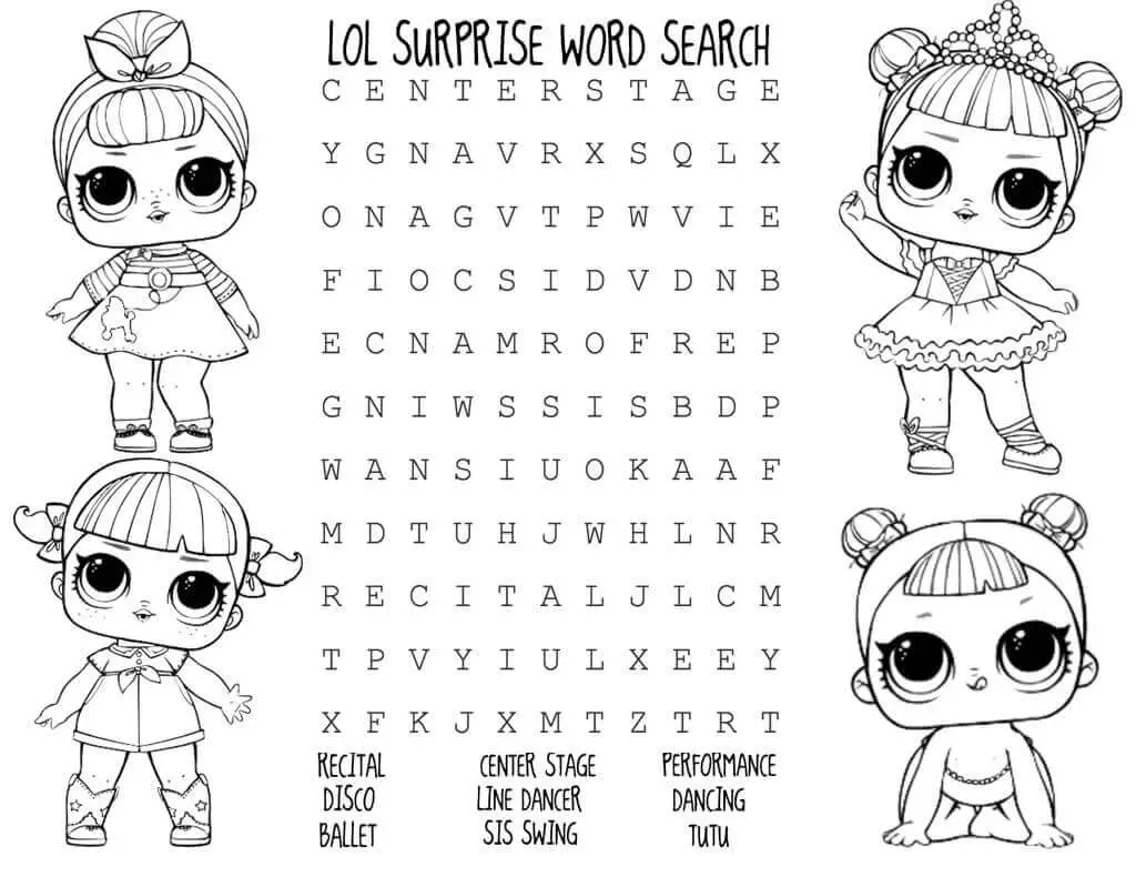 Lol Dolls Printable Word Search Puzzle