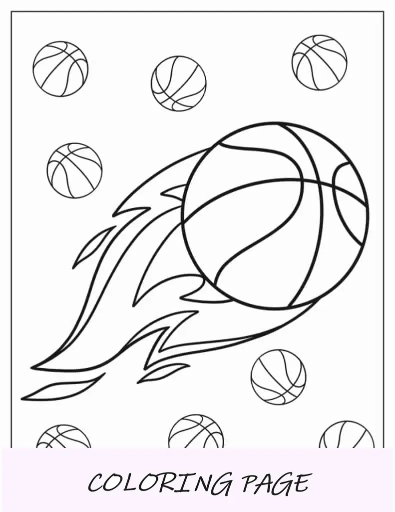 Pelota de baloncesto en llamas para colorear