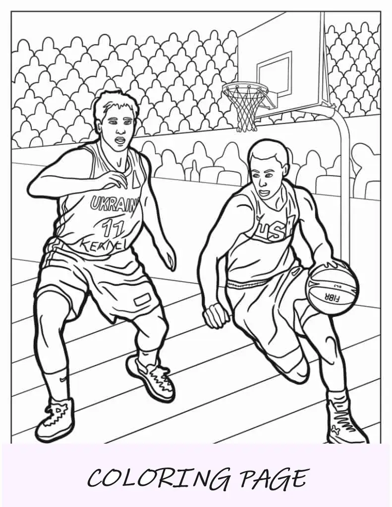 Dos jugadores de baloncesto compitiendo