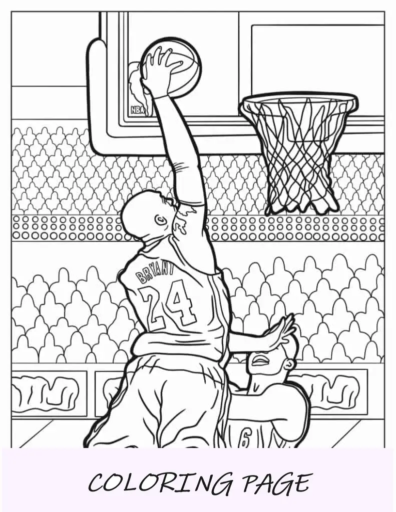 Hoja para colorear de Kobe mojando