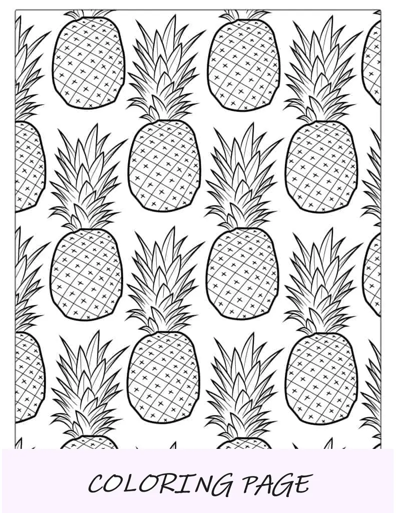 Página para colorear de piña para adultos