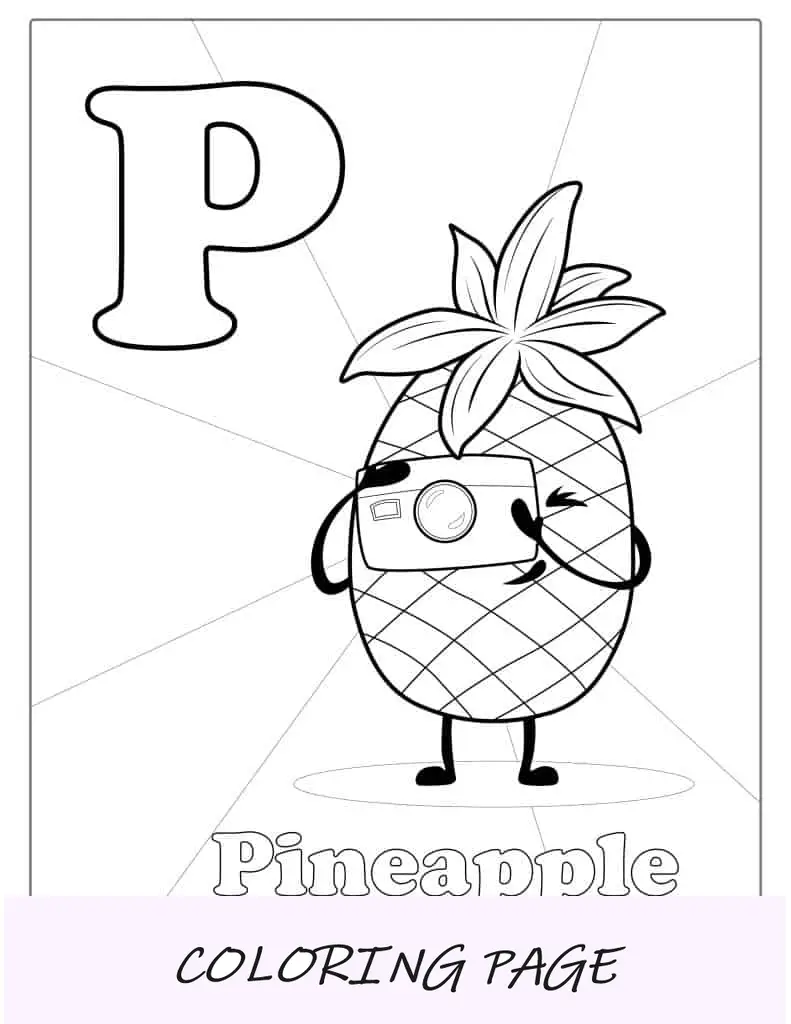Hoja de trabajo para colorear de piña para niños