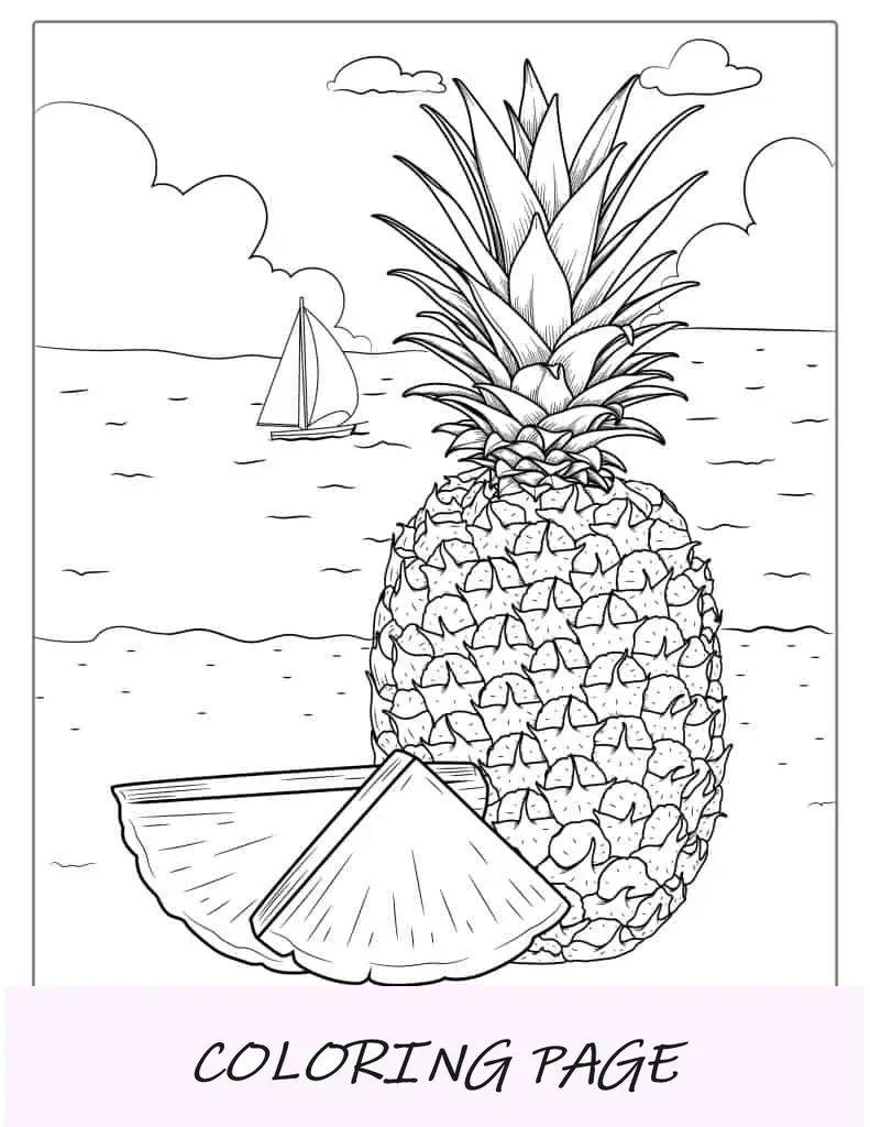 Piña Con Océano Y Arena