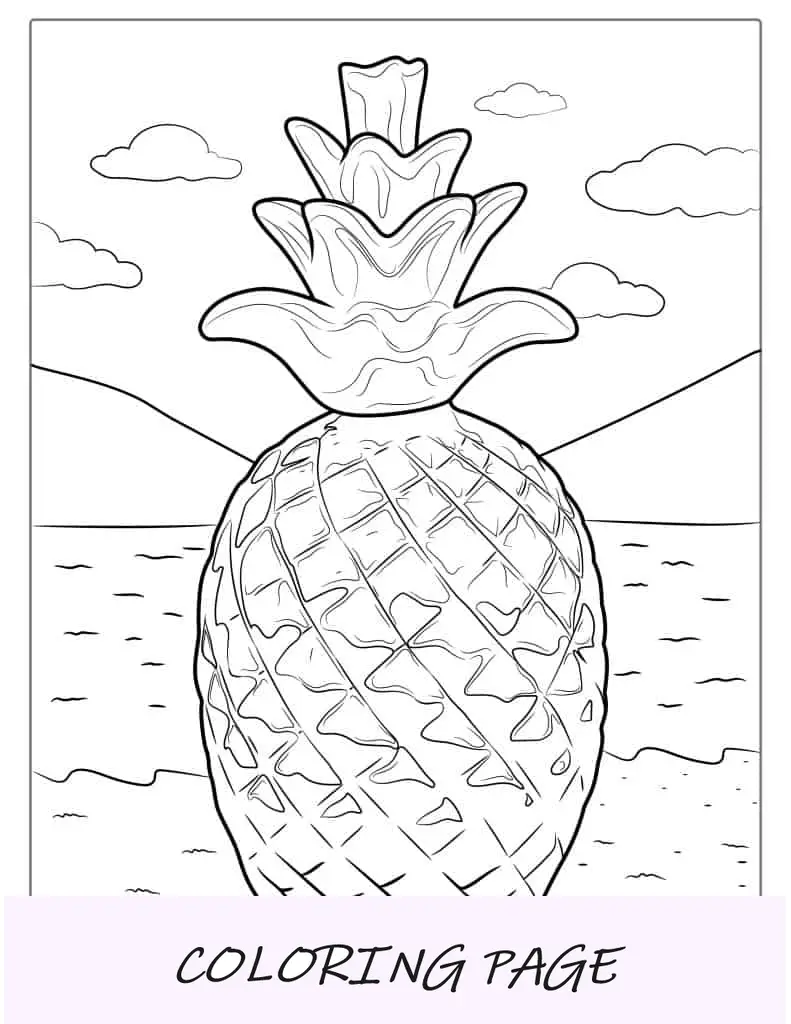 Esquema fácil de colorear piña para niños