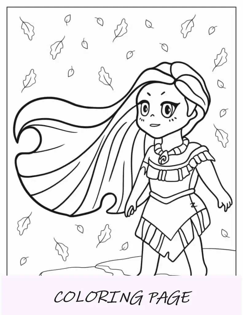 Desenho para colorir de Chibi Pocahontas para crianças