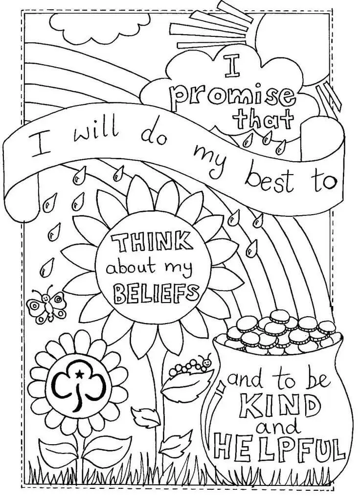 Motivational Rainbow Coloring Page